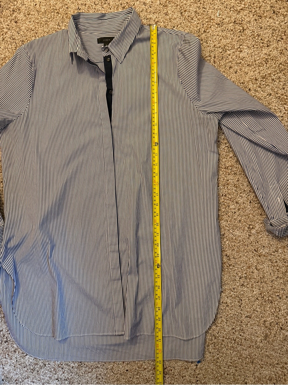 J. Crew Navy and White Striped Button-Down Tunic - Picture 7 of 8